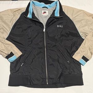 Vintage Nike Varsity Bomber Jacket Navy Blue & Cream Women's XL